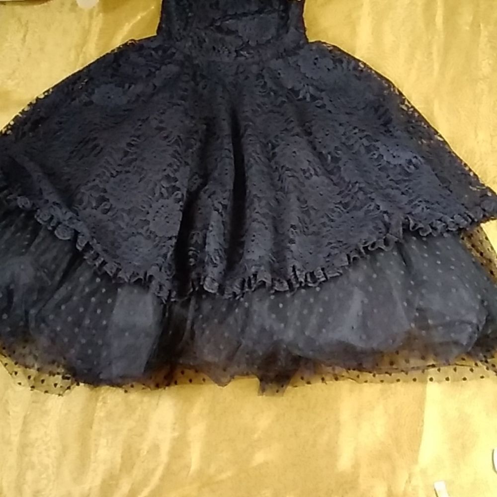 Vintage Black Lace Dress Size S Approximately No Tag - Picture 4 of 11
